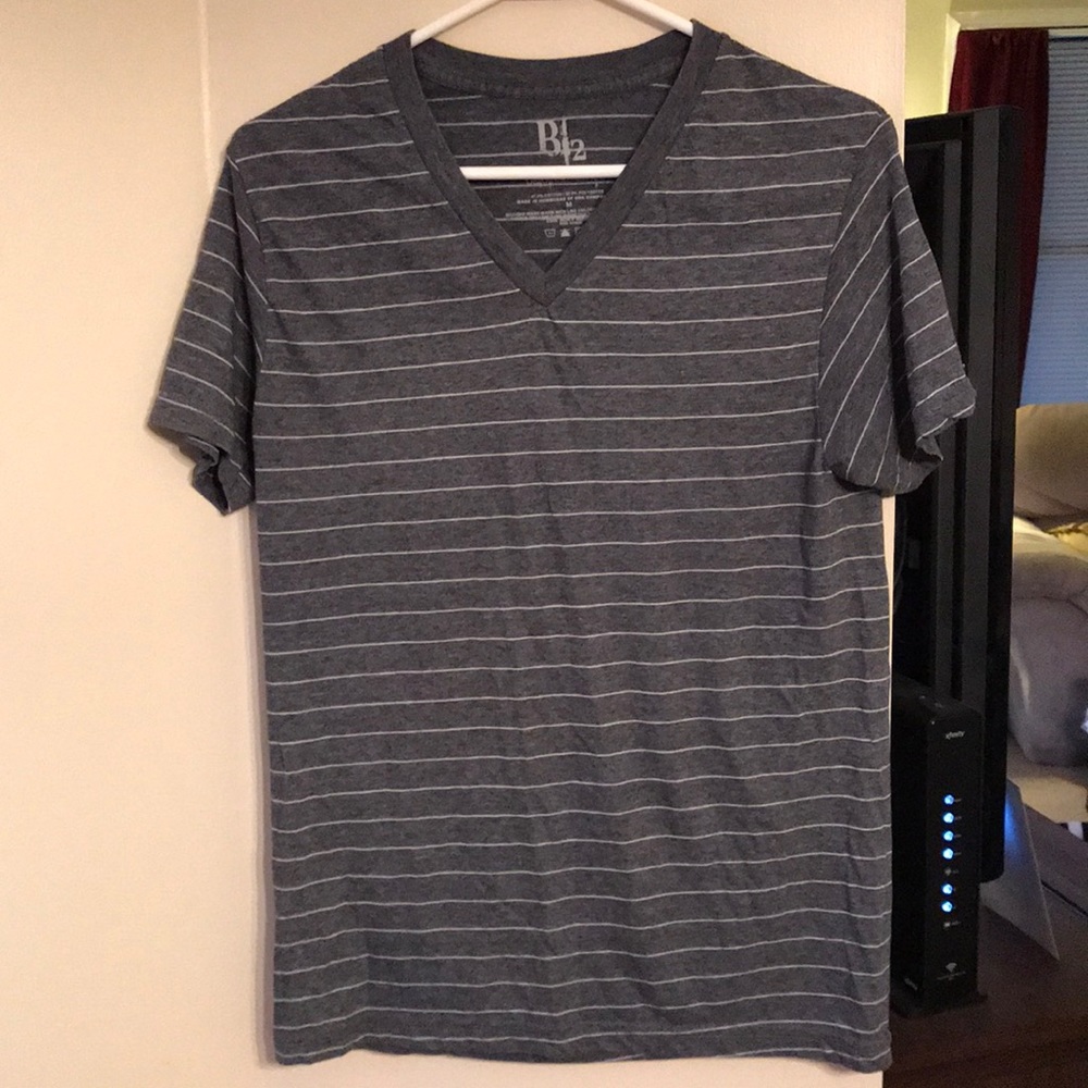 Grey Striped T-Shirt Medium